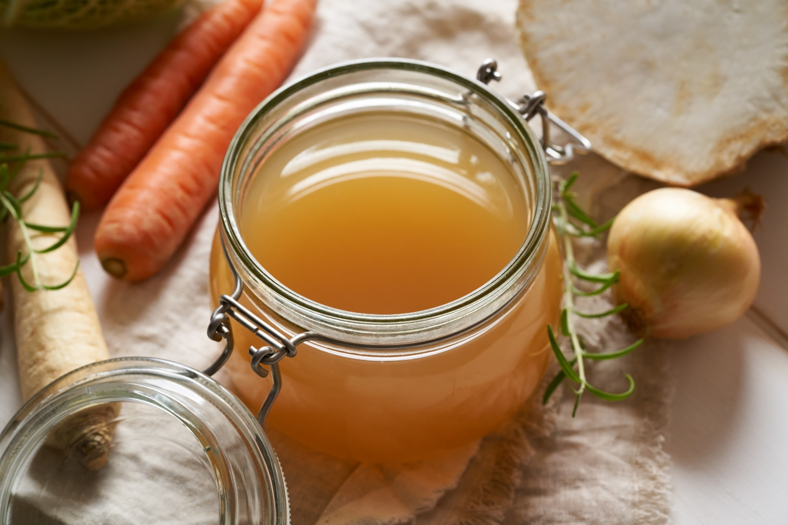 bone broth on the stove