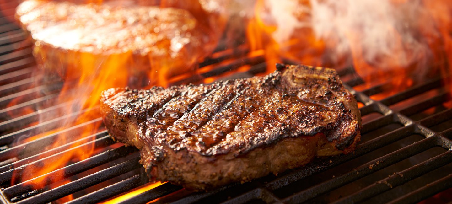 ostrich steak on a grill 