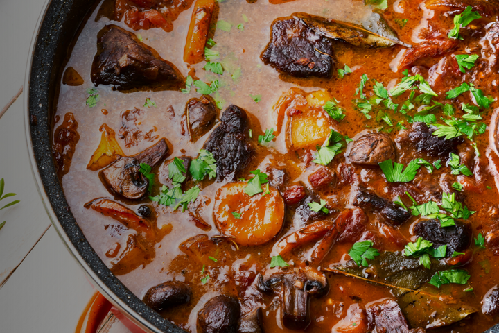 braised rib chops with mushrooms and herbs
