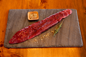 raw ostrich tenderloin with spices