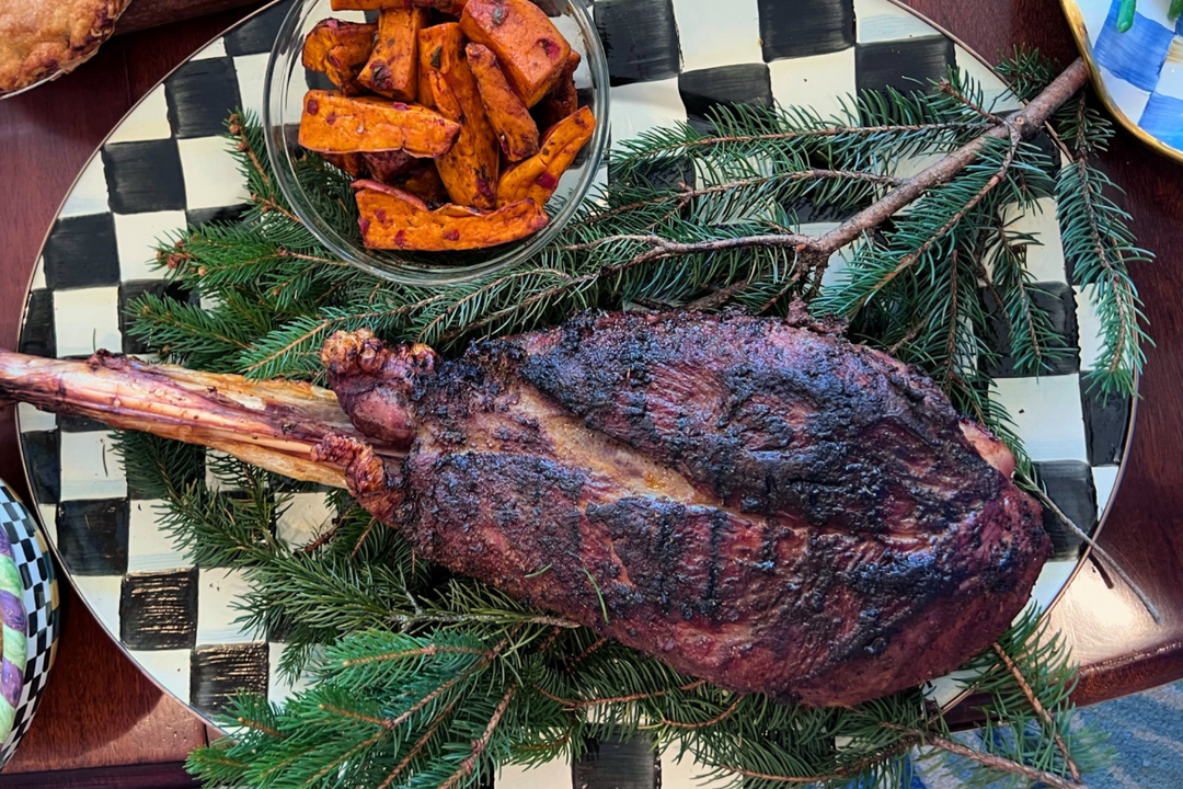 whole ostrich leg cooked and on a platter courtesy of Greg Nivens