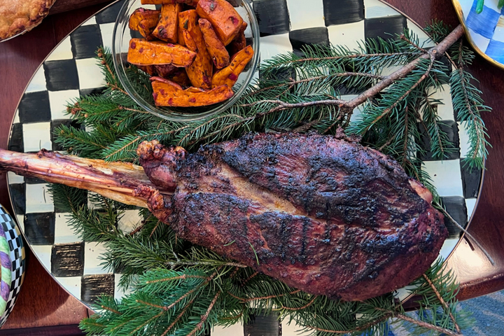 whole ostrich leg cooked and on a platter courtesy of Greg Nivens