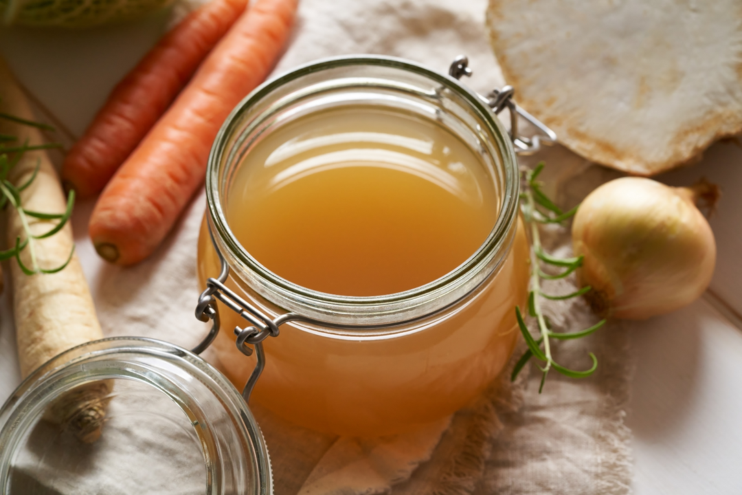 bone broth on the stove