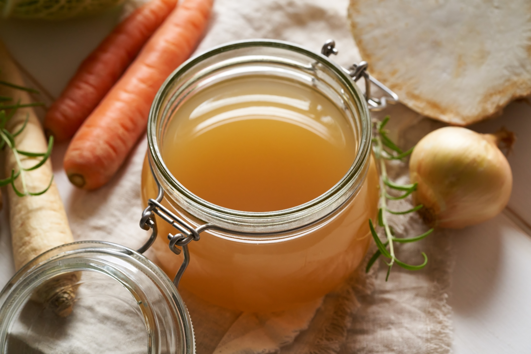 bone broth on the stove