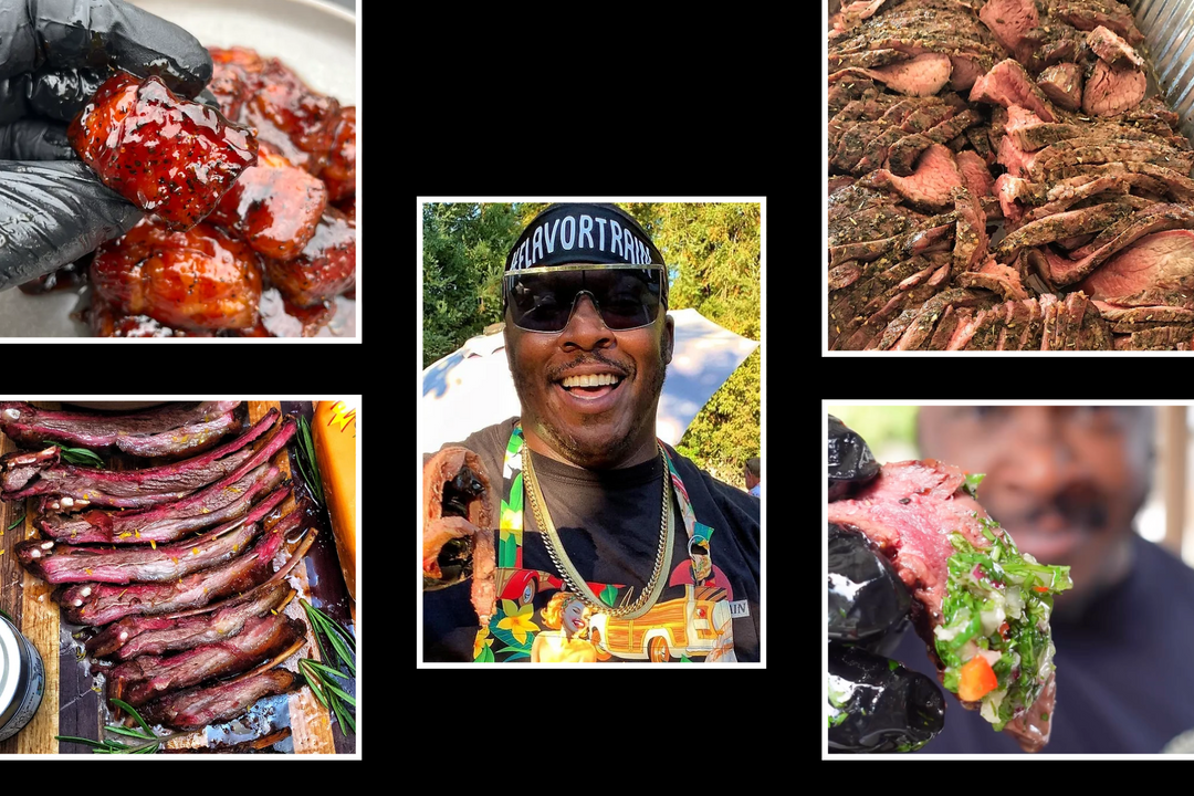 american ostrich farms-chuck matto and his food creations. Photos from chucks flavor train website