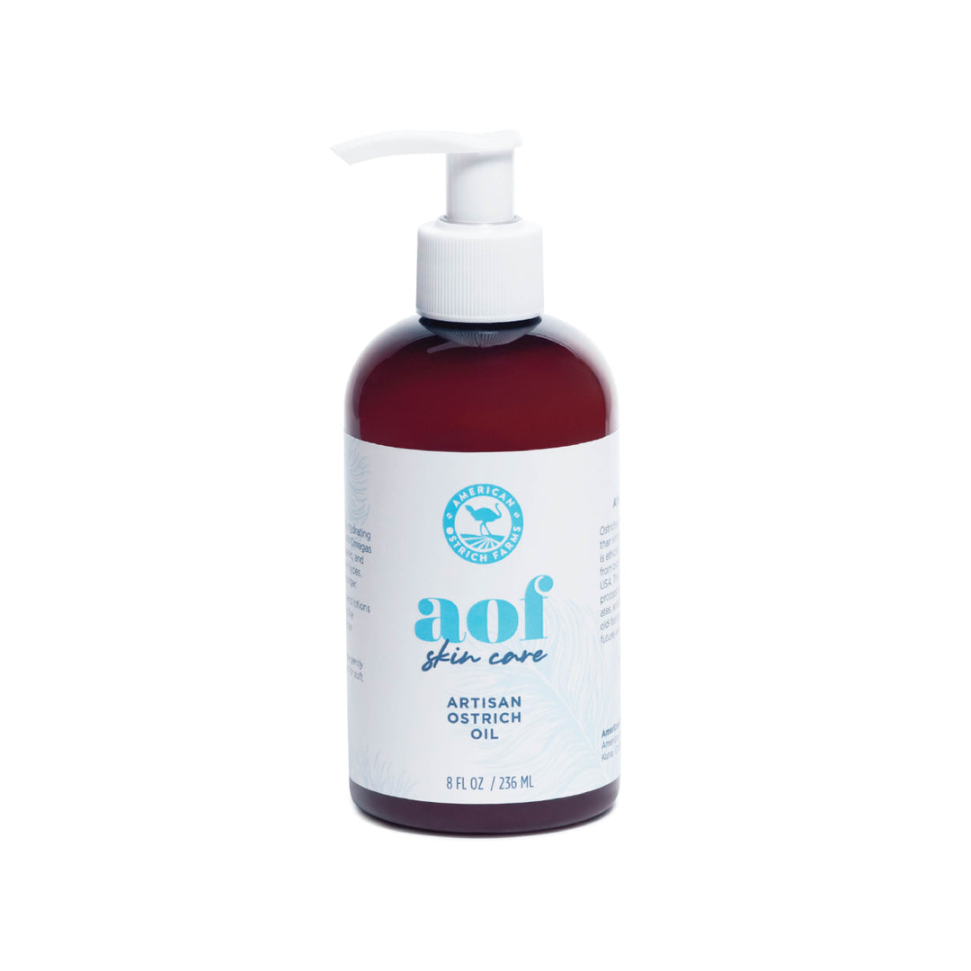 8oz bottle of aof skin care product on a white background