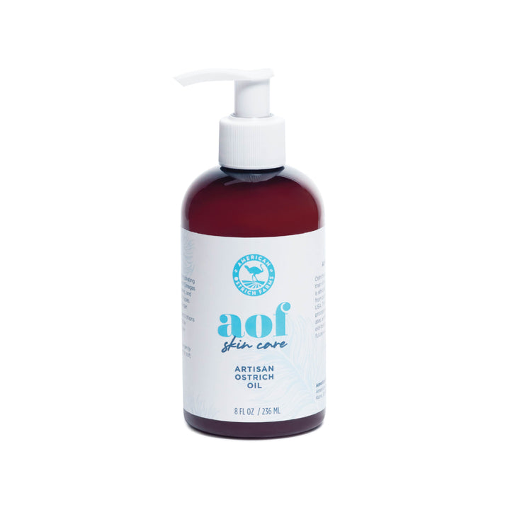 8oz bottle of aof skin care product on a white background