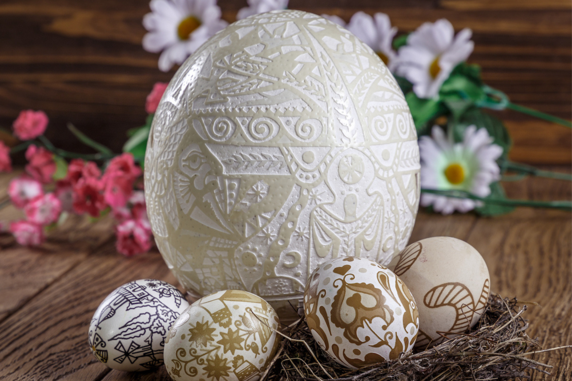 carved ostrich eggshell