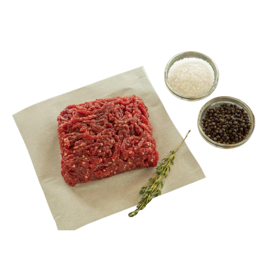 fresh ground ostrich on butcher paper