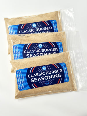 Sample packets of Classic Burger Seasoning