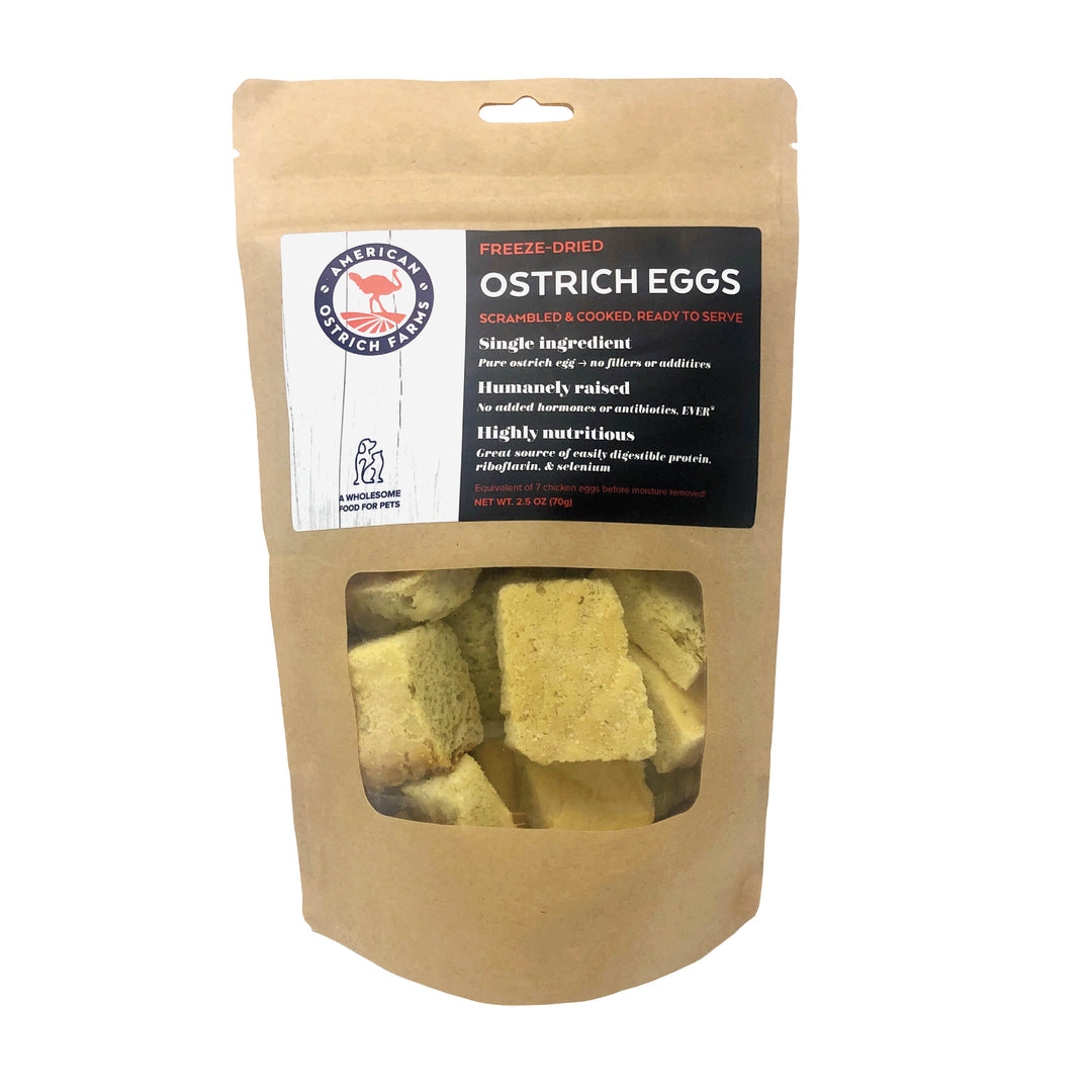 2.5 oz bag of freeze dried ostrich eggs