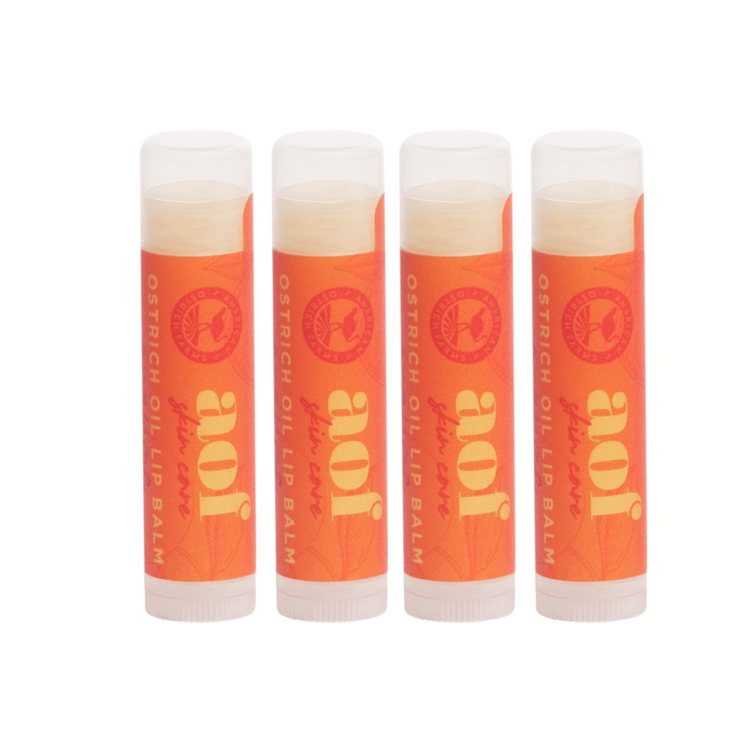 4 orange ostrich oil lip balms