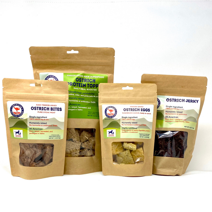 Ostrich pet foods sample pack large
