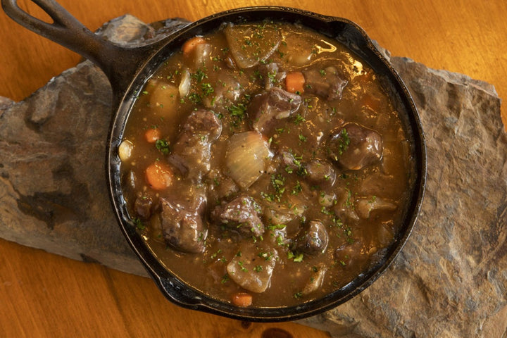 savory stew cooked with ostrich meat