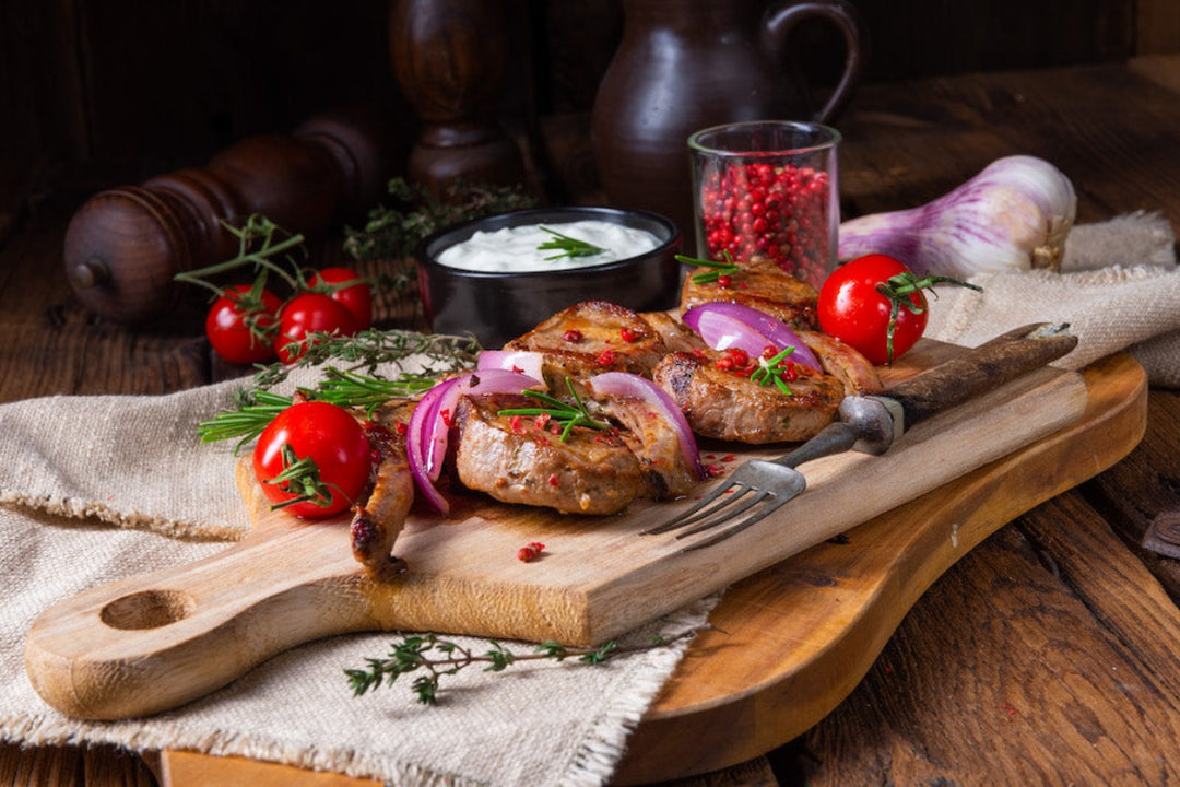 lamb shoulder steaks with vegetables 